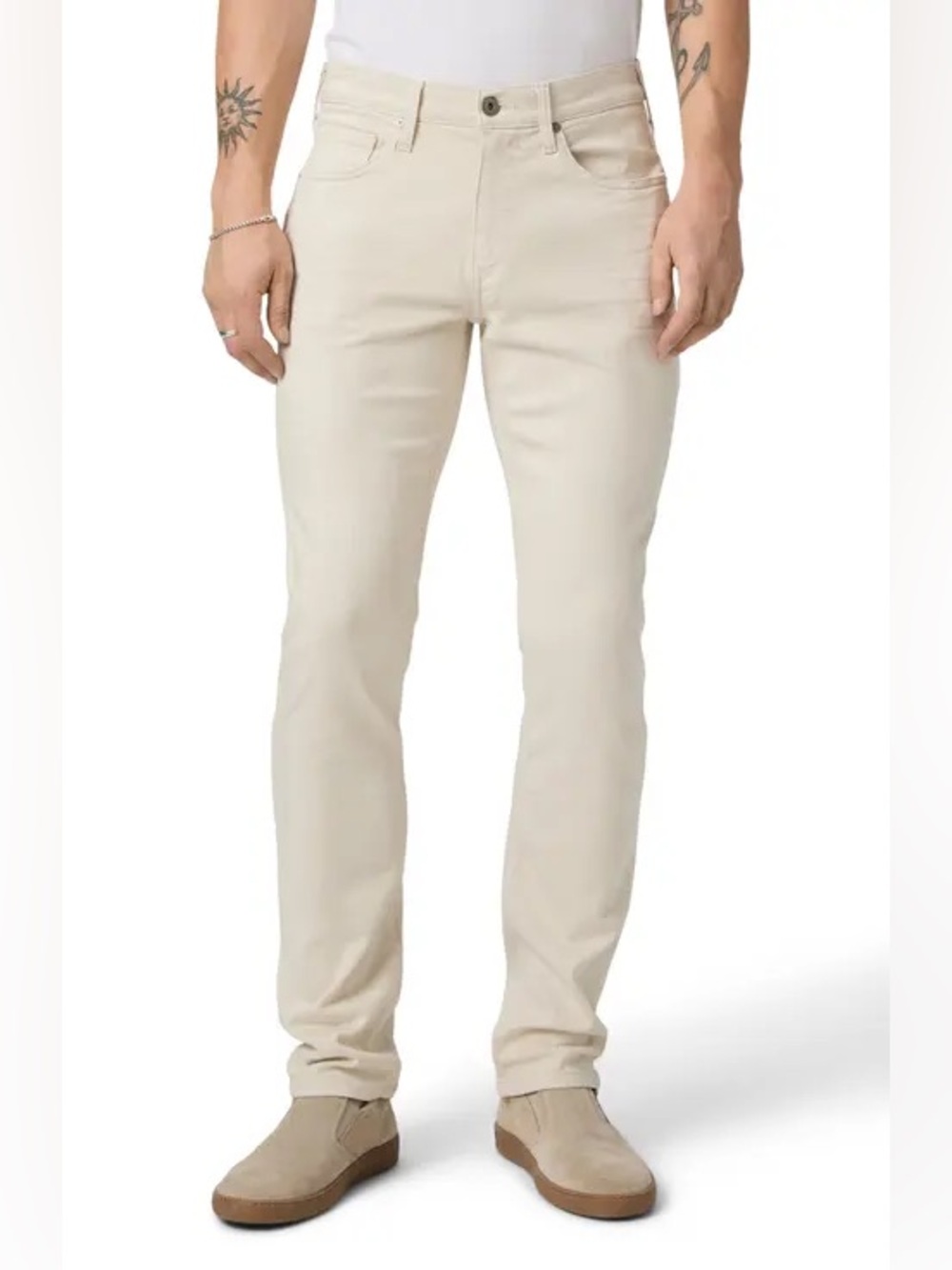PAIGE Men's Slim Straight Jeans in Cream